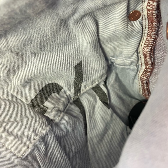 PURPLE BRAND Slim-fit Spray Effect Denim Jeans Coral NWT Sz 34 - Picture 10 of 13